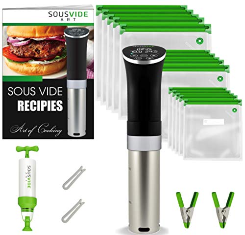 SOUSVIDE-ART-Precision-Cooker-Kit-1000-Watts-Sous-Vide-Cooker-Sous-Vide-Machine-Immersion-Cookers-Circulator-15-Vacuum-Seal-Bags-Vacuum-Pump-Digital-Timer-Temperature-Control-Gift-for-Chefs-0 SousVide Art Precision Cooker Kit